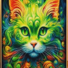 Схема вышивки «Кошка в зеленом цвете»