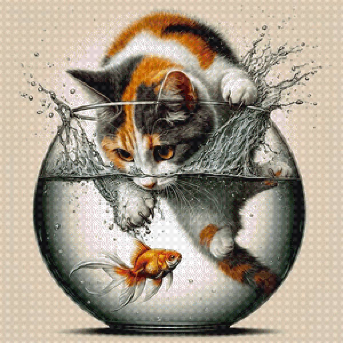 Ловись, рыбка - рыба, кот, аквариум - предпросмотр