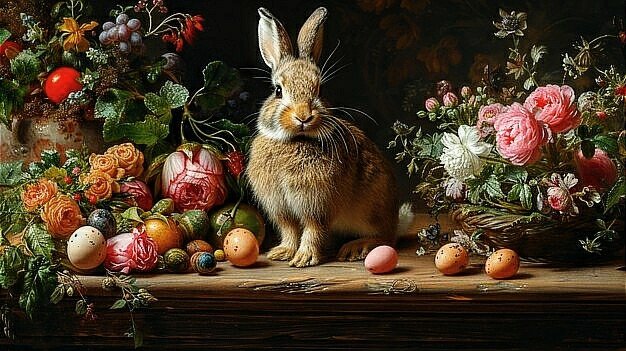 №2798122 - кролик, животные, цветы - оригинал