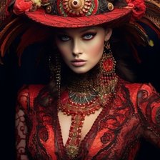 Схема вышивки «Дама в красном»