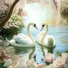 Схема вышивки «Лебединая любовь»