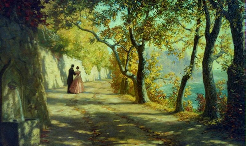 Прогулка - евгений демаков, двое, прогулка, аллея - оригинал
