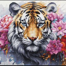 Схема вышивки «Тигр в цветах»