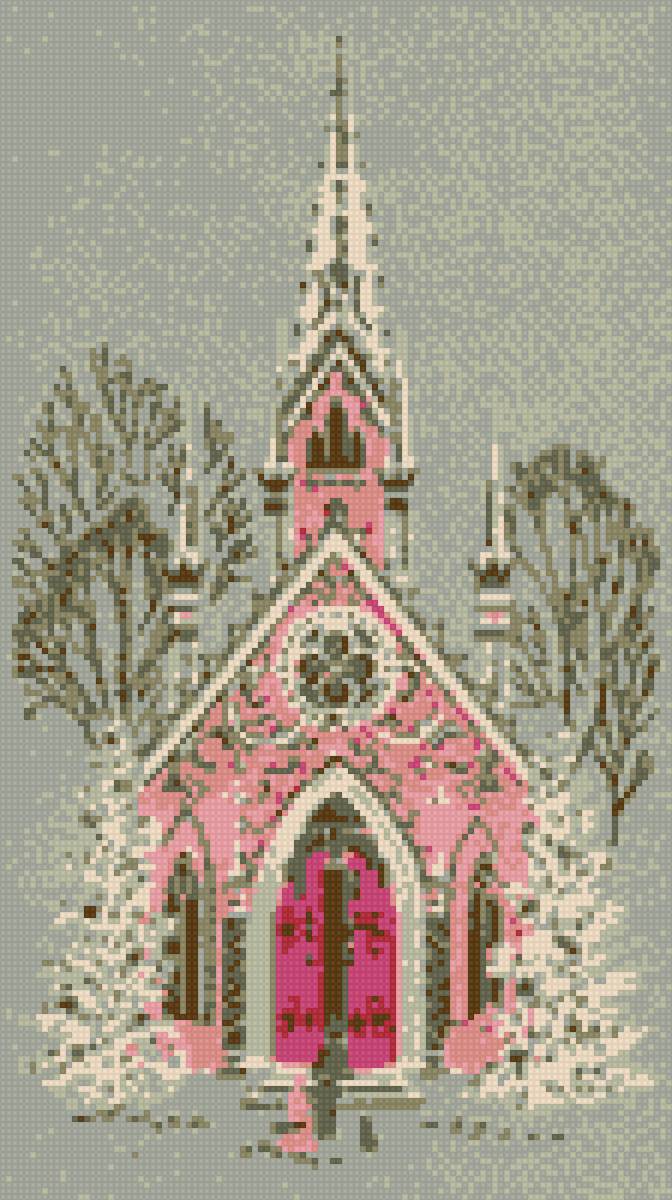 Готический собой зимой - вышивка крестом, иллюстрация, готика - предпросмотр