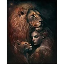 Схема вышивки «Лев и девушка»