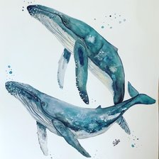 Схема вышивки «Пара китов»