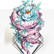 Схема вышивки «Змея и цветы»