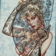 Схема вышивки «Mujer Abanico»