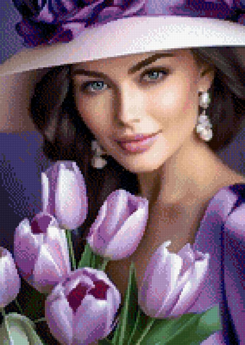 Мадам - женщина, красивая, тюльпаны - предпросмотр