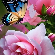 Схема вышивки «Бабочка и роза»