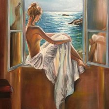 Схема вышивки «Contemplado la playa»