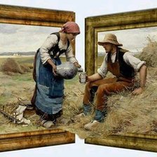 Схема вышивки «Cuadro 3D tomando agua»