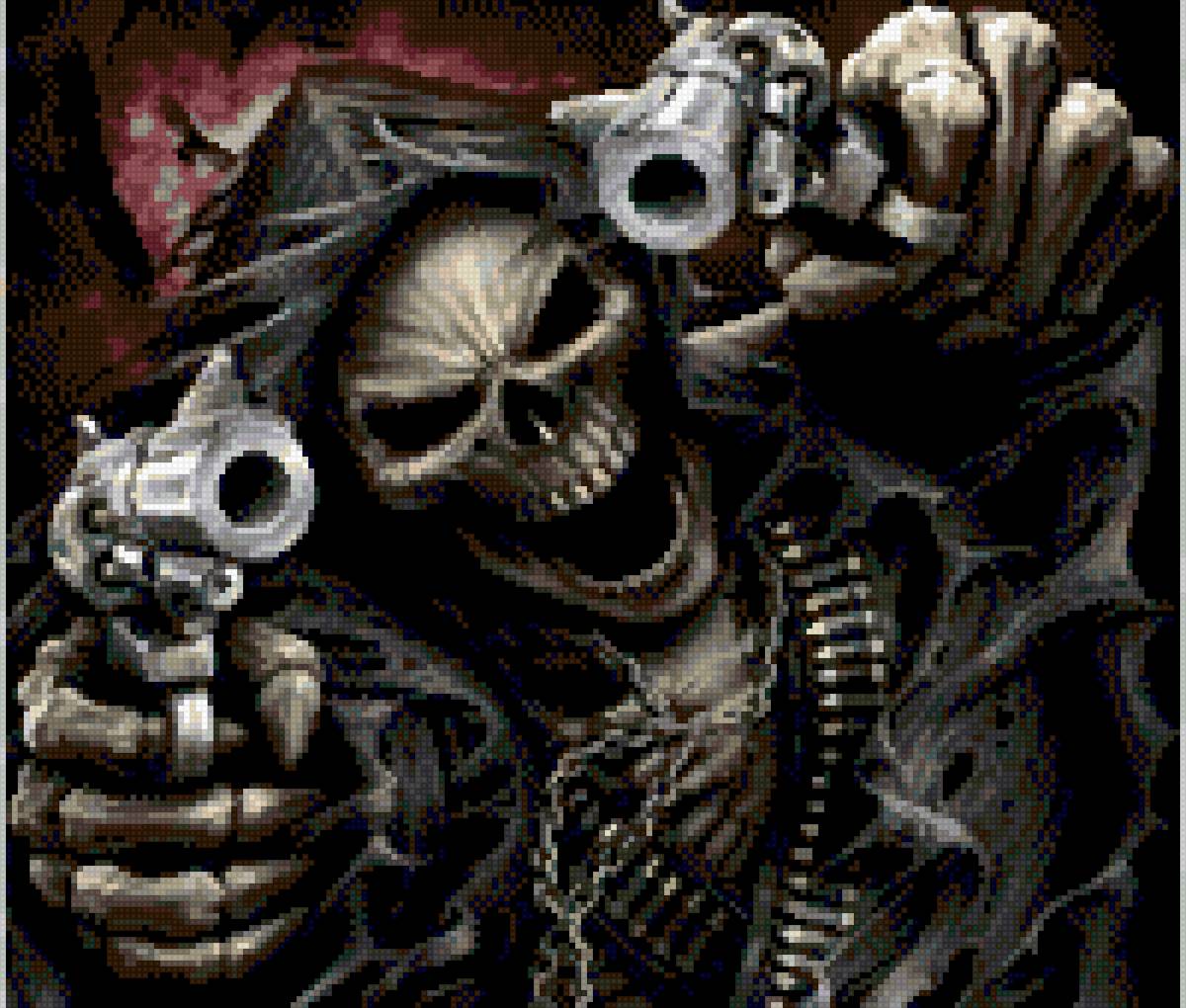 Крутой скелет Мем - пистолет, скелет - предпросмотр