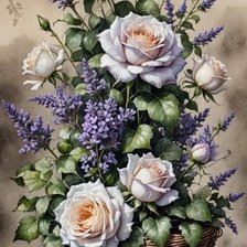 Схема вышивки «Корзина с цветами»