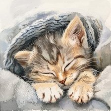 Схема вышивки «Спящий котенок»