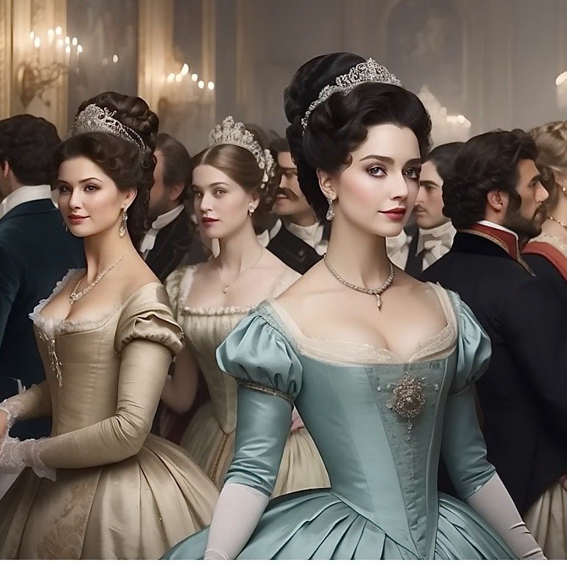 Дама в голубом - дама, бал, женская красота - оригинал