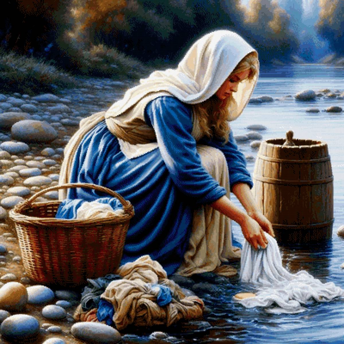 Девушка стирает - предпросмотр