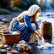 Схема вышивки «Девушка стирает»