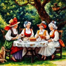 Схема вышивки «бабушки чай пьют»