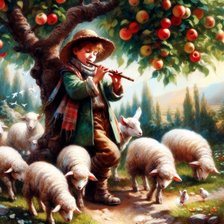 Схема вышивки «Пастух и овечки»