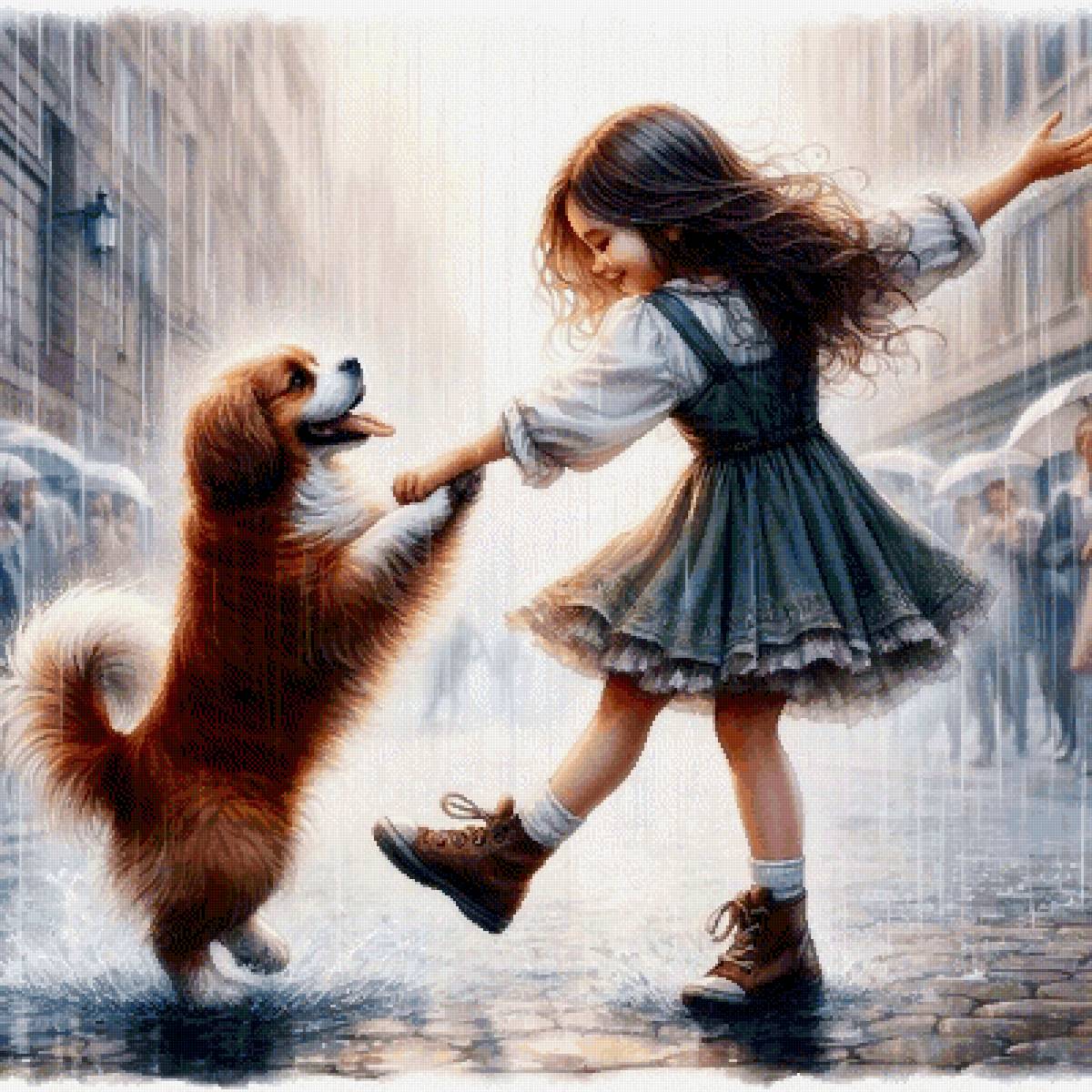 девочки и друг-собака - предпросмотр