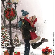 Схема вышивки «Enamorados en navidad»