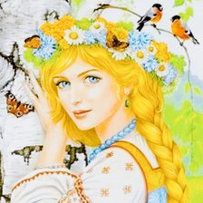 Схема вышивки «Mujer corona de flores»