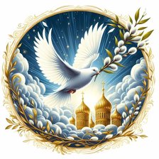 Схема вышивки «голубь и верба»