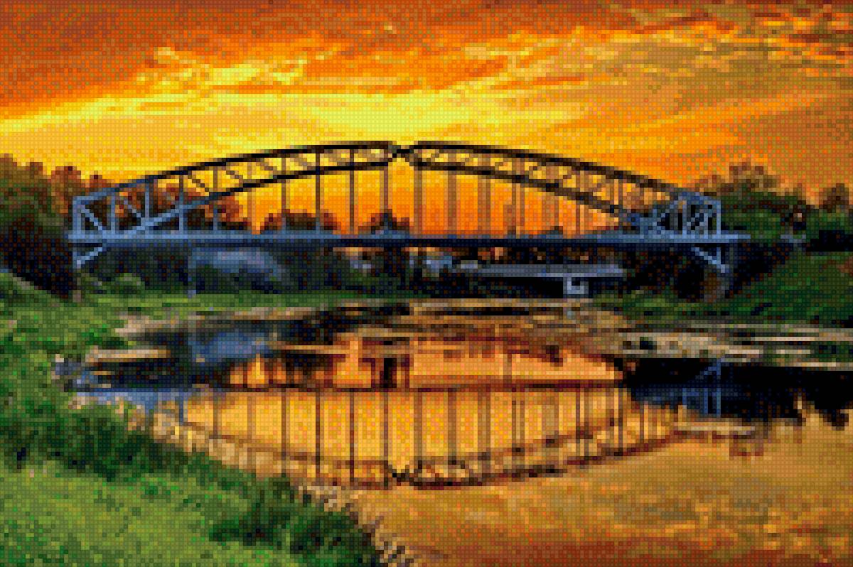 Мост - мост, река, закат - предпросмотр