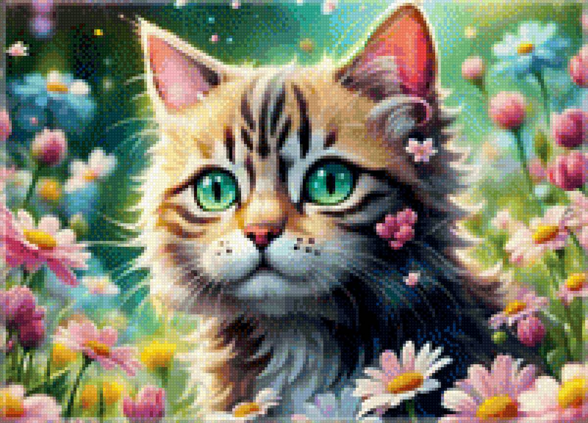 Котик - кот, котик, цветы - предпросмотр