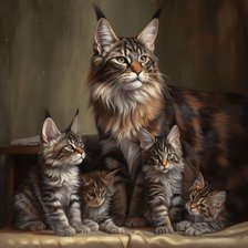 Схема вышивки «Семья Мейн-кунов»