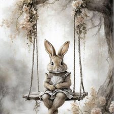 Схема вышивки «ЗАЙКА НА КАЧЕЛЯХ»