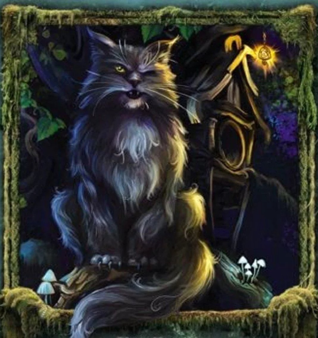 Кот Бабы Яги - ночь, коты, картина - оригинал