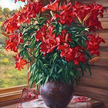 Схема вышивки «Красные лилии»