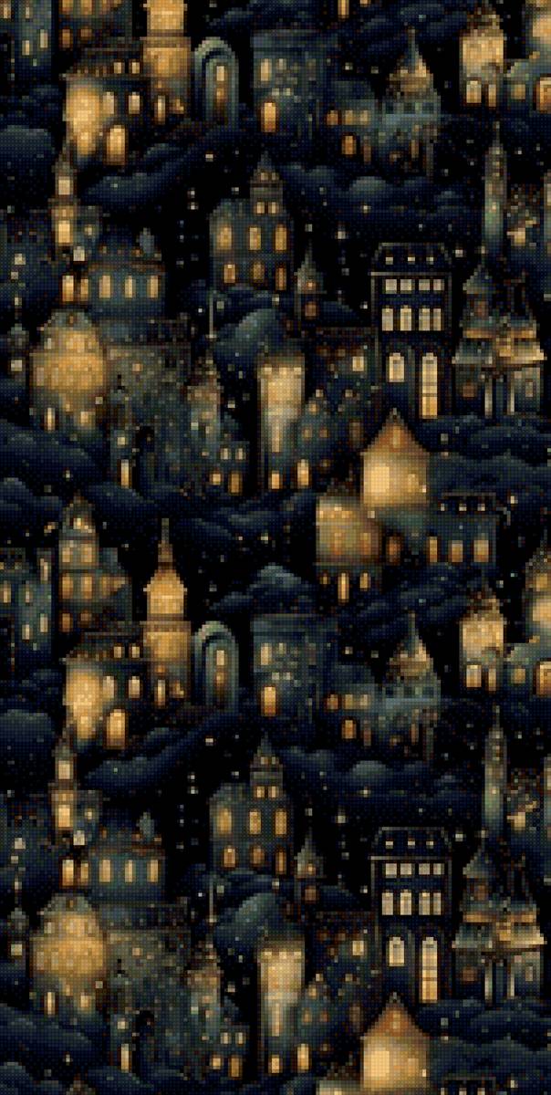 ночной город10 - пейзаж, новый год, рождество, снегопад, город. зима - предпросмотр