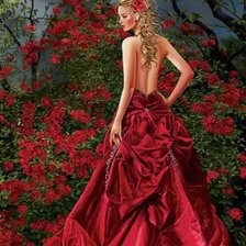 Схема вышивки «Девушка в красном»