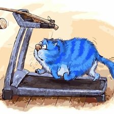 Схема вышивки «Синий кот с колбасой»