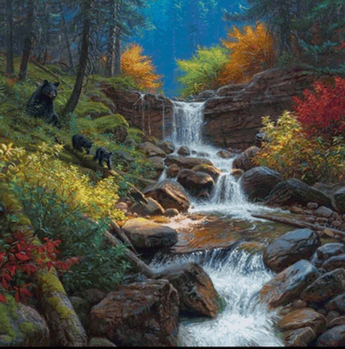 Водопад - горы, лес, водопад - предпросмотр