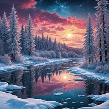 Схема вышивки «Зимний лес»