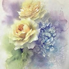 Схема вышивки «Букет желтых роз акварель»