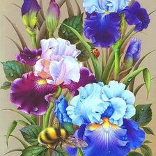 Схема вышивки «Ирисы и шмель»