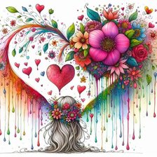 Схема вышивки «Девочка и сердце»