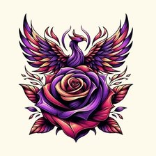 Схема вышивки «Дракон и роза»