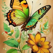 Цветок и бабочка