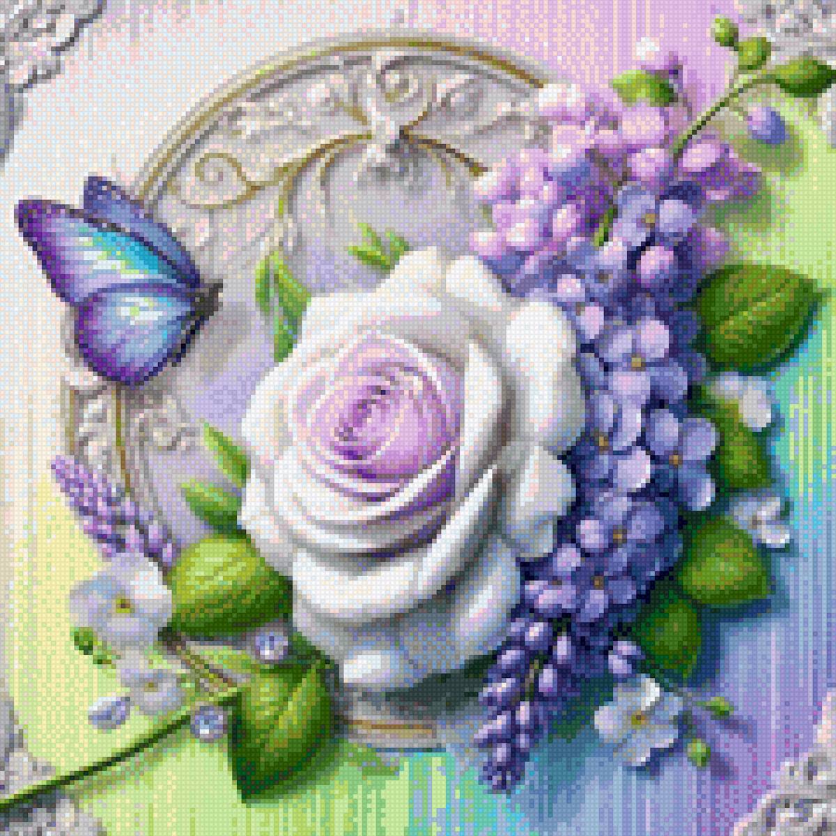 Роза и бабочка - предпросмотр