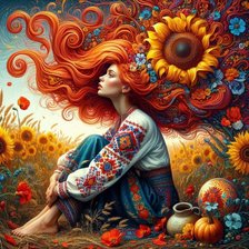 Схема вышивки «Девушка в мечтах»