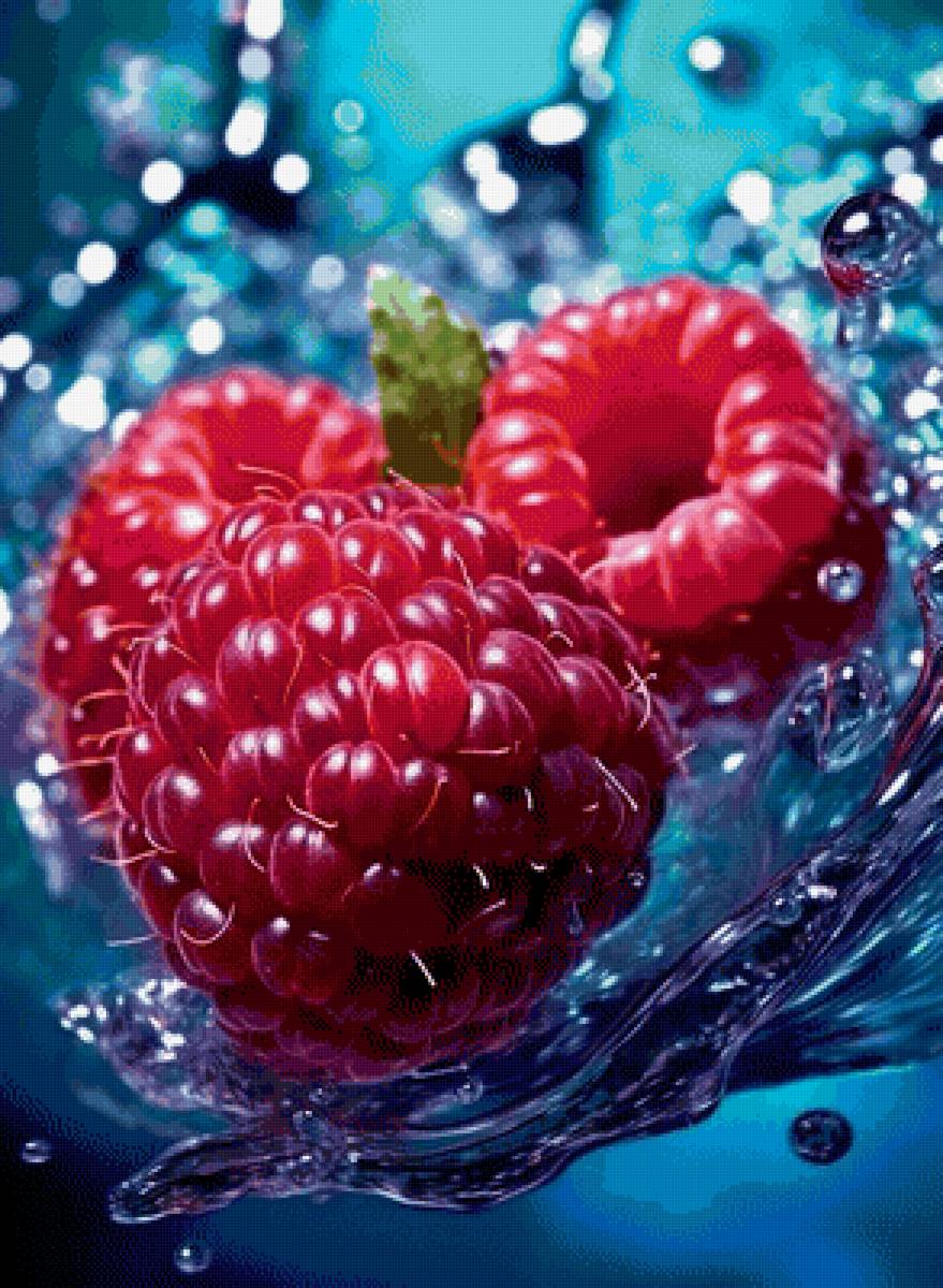 Малина - картина, ягода, натюрморт, вода, малина - предпросмотр