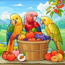 Схема вышивки «Попугаи»