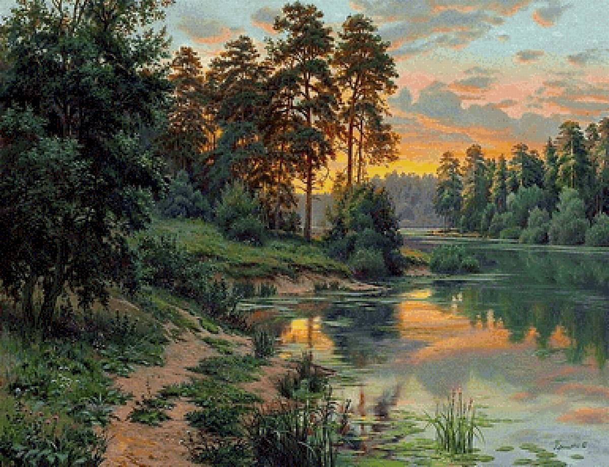 Тихая красота - деревья, природа, пейзаж, солнце, вода, лес - предпросмотр