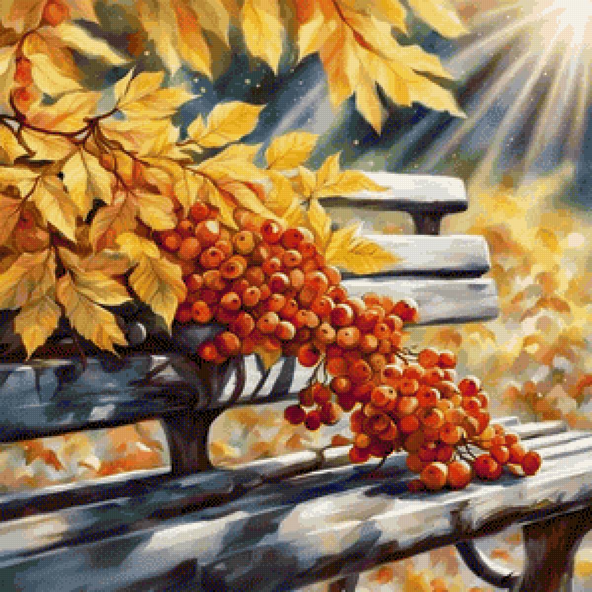 Осенняя зарисовка - гроздь рябины, осень - предпросмотр